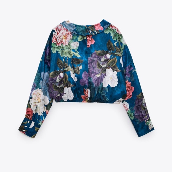ZARA CROPPED PRINT BLOUSE SMALL - Picture 7 of 7